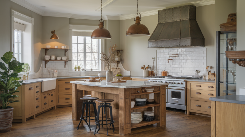 warm metal accents traditional kitchen
