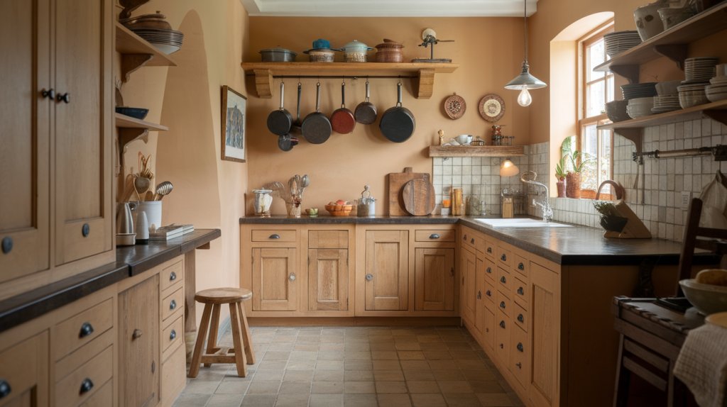 warm paint finish traditional kitchen