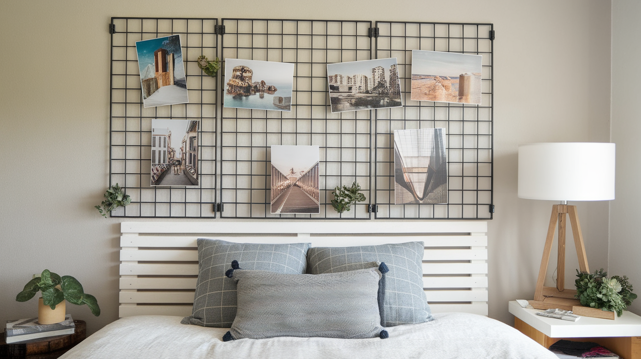 wire grid wall display bedroom diy wall decor