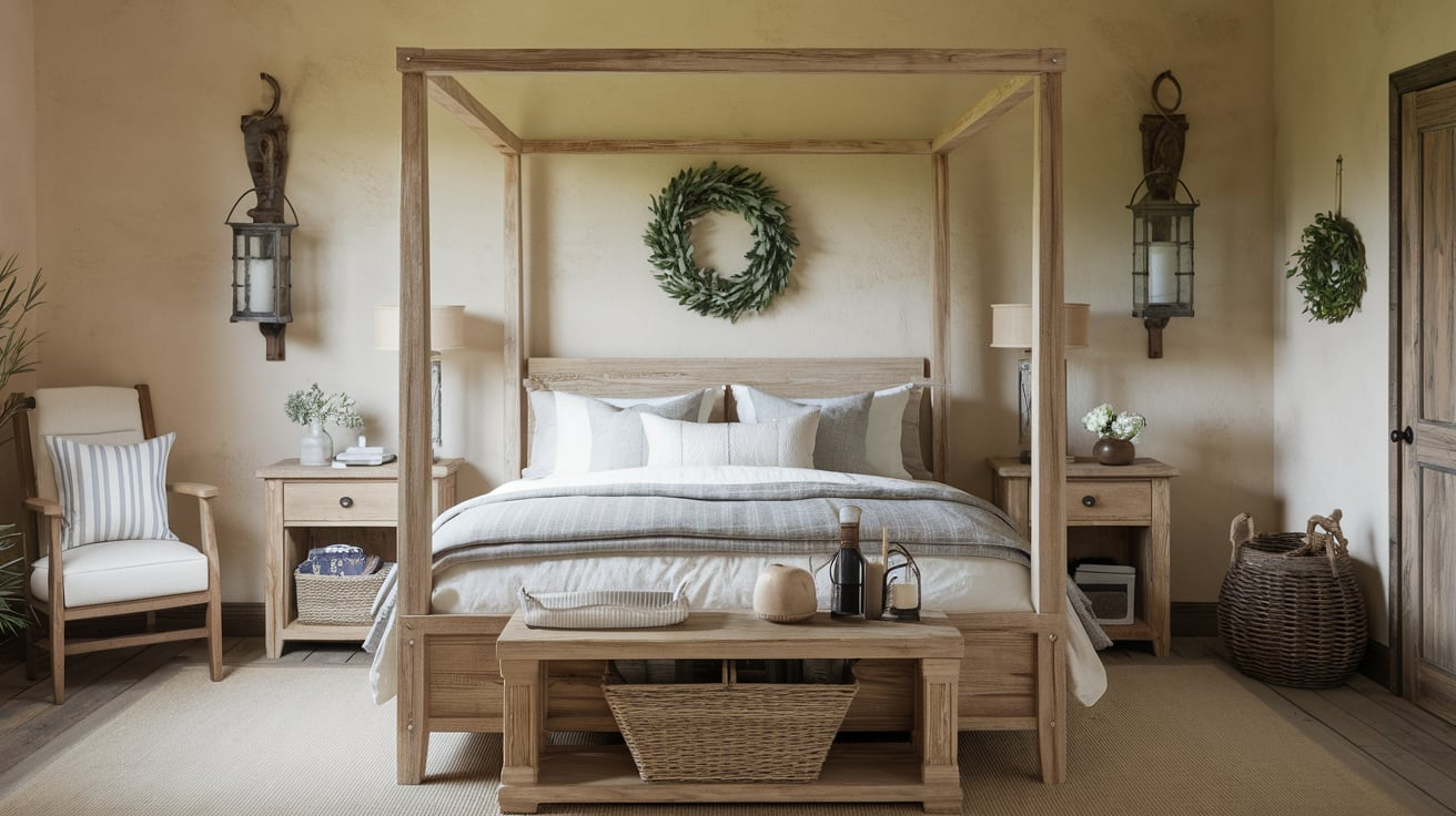 wood bed frame bedroom country style rustic home