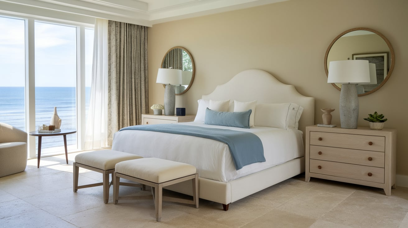 wood bedside table coastal bedroom beach decor ideas