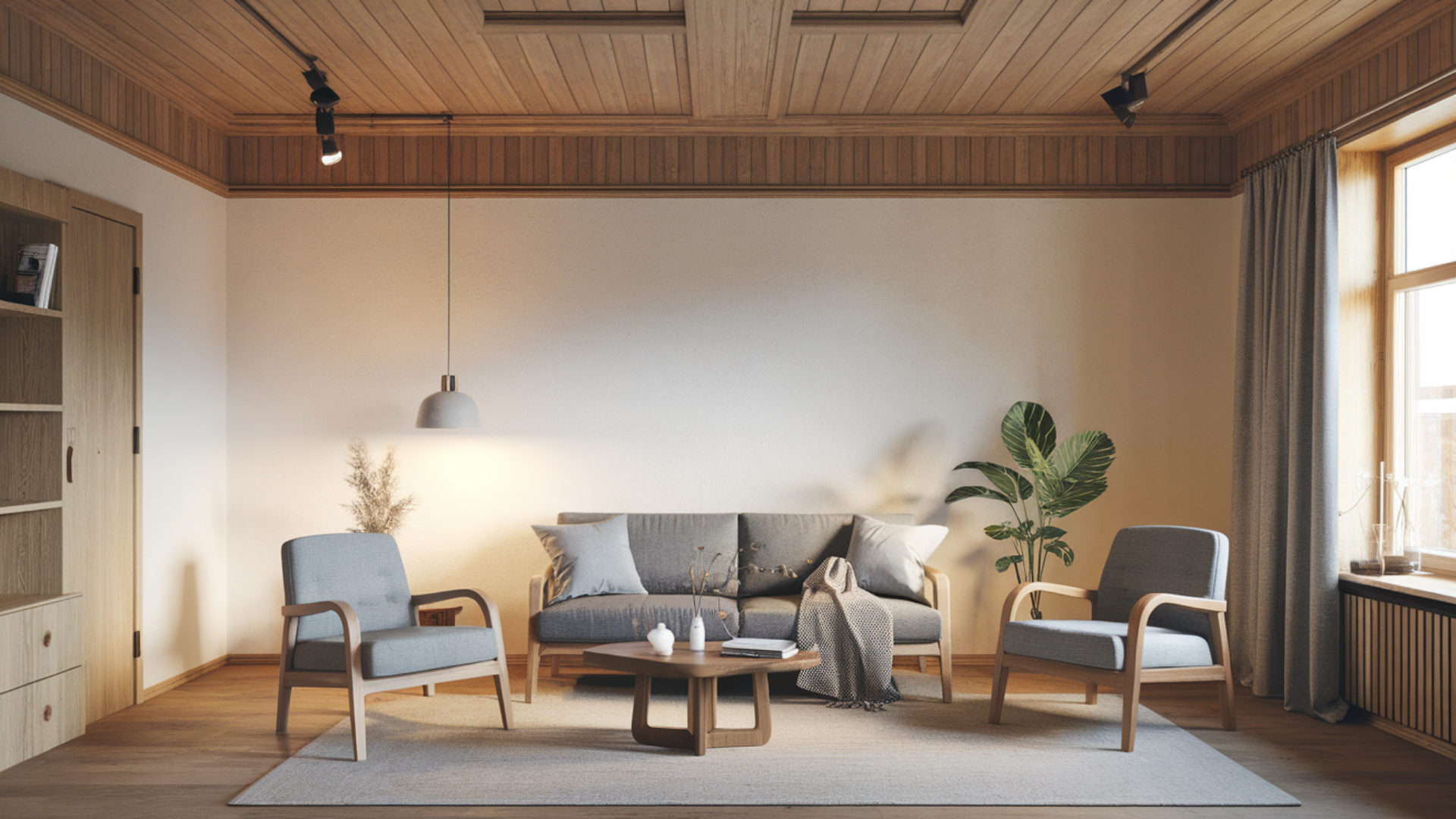 wooden ceiling scandi living room scandinavian living room