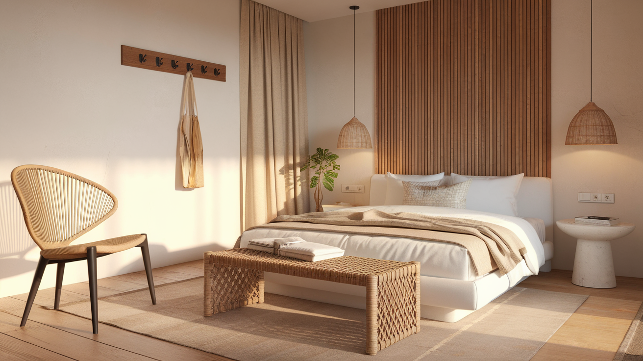 woven bench coastal bedroom beach decor ideas