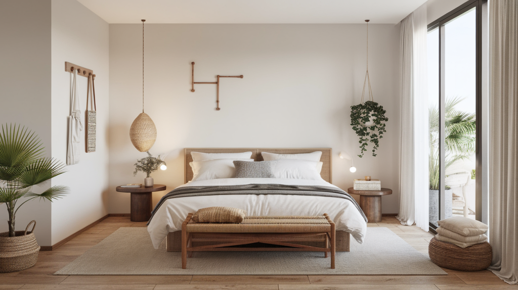 woven bench modern coastal interior design