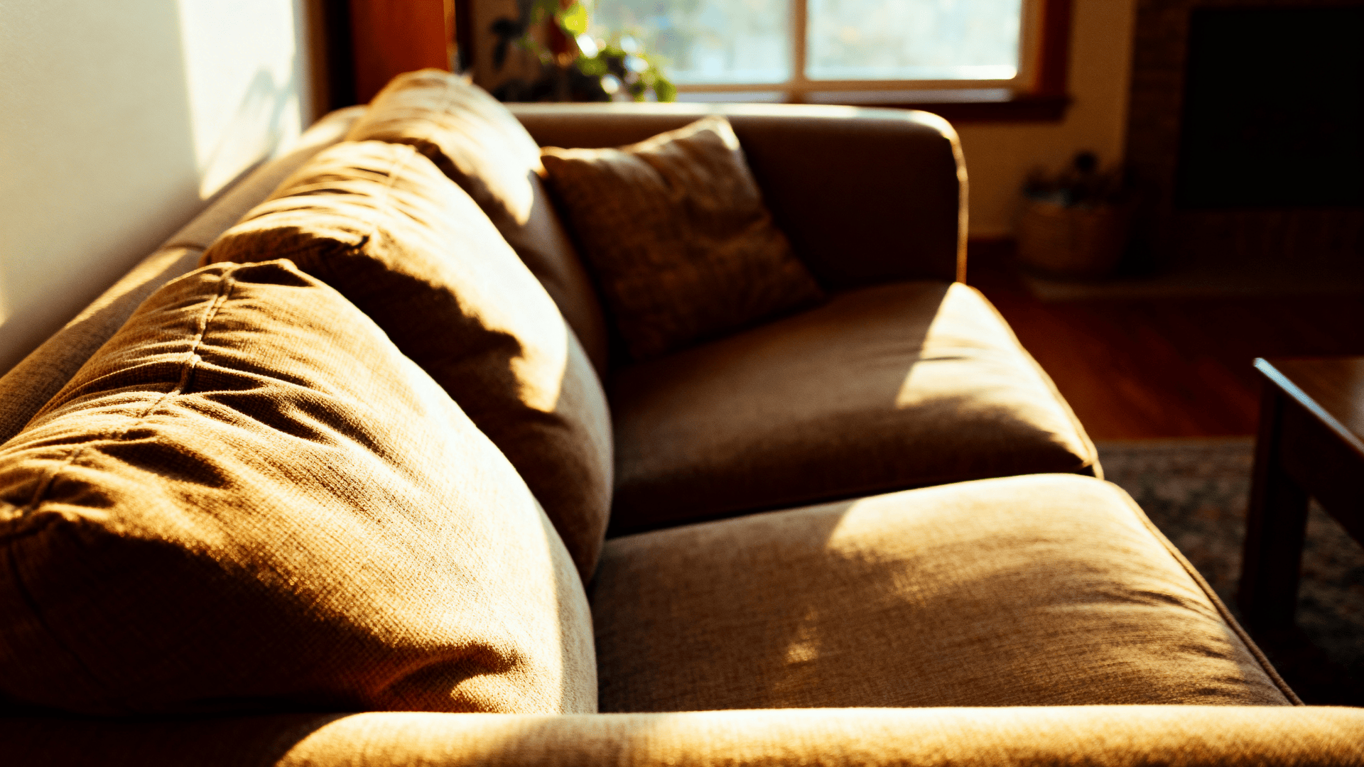 Lawson sofa with loose cushions in a comfortable and casual family living room.