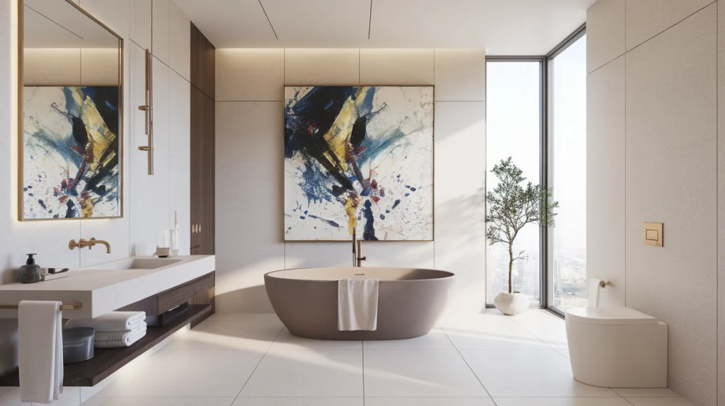 art focused modern luxury bathroom