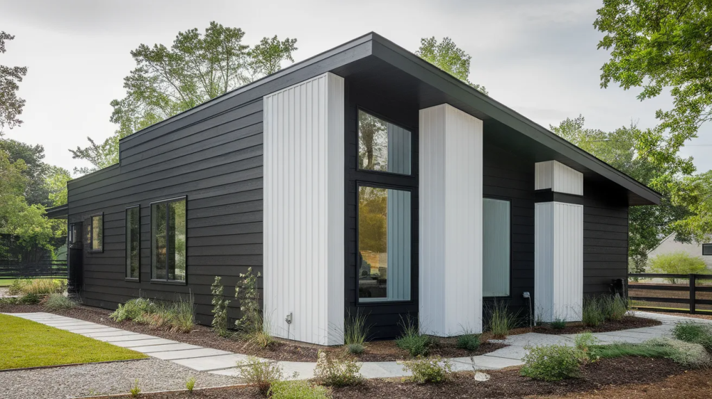 black house white vertical accents