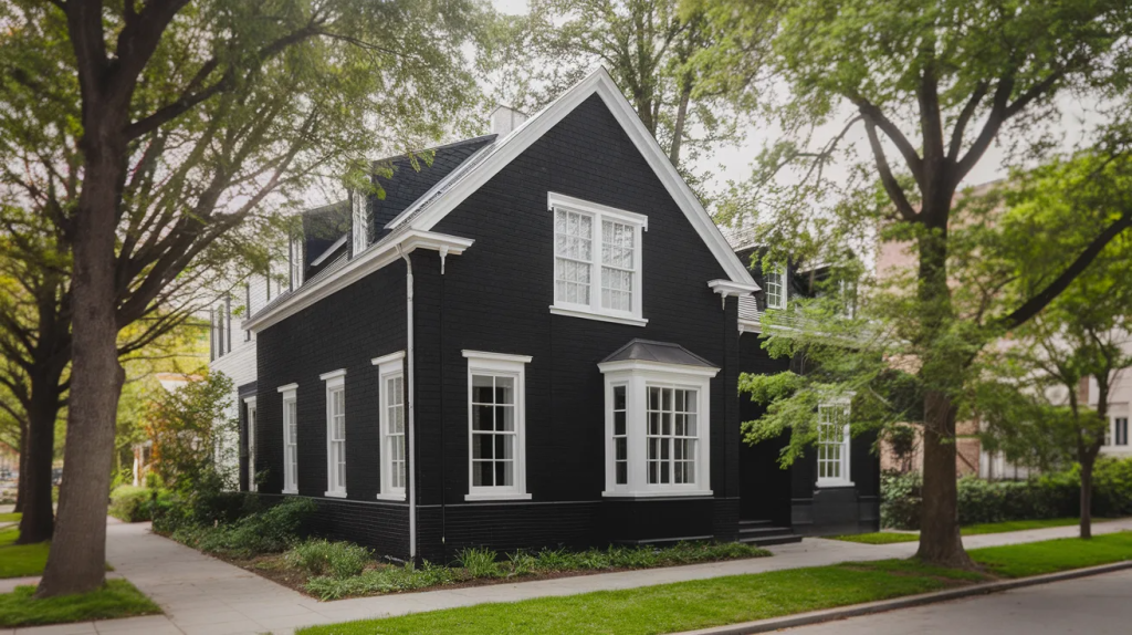 black house white window trim