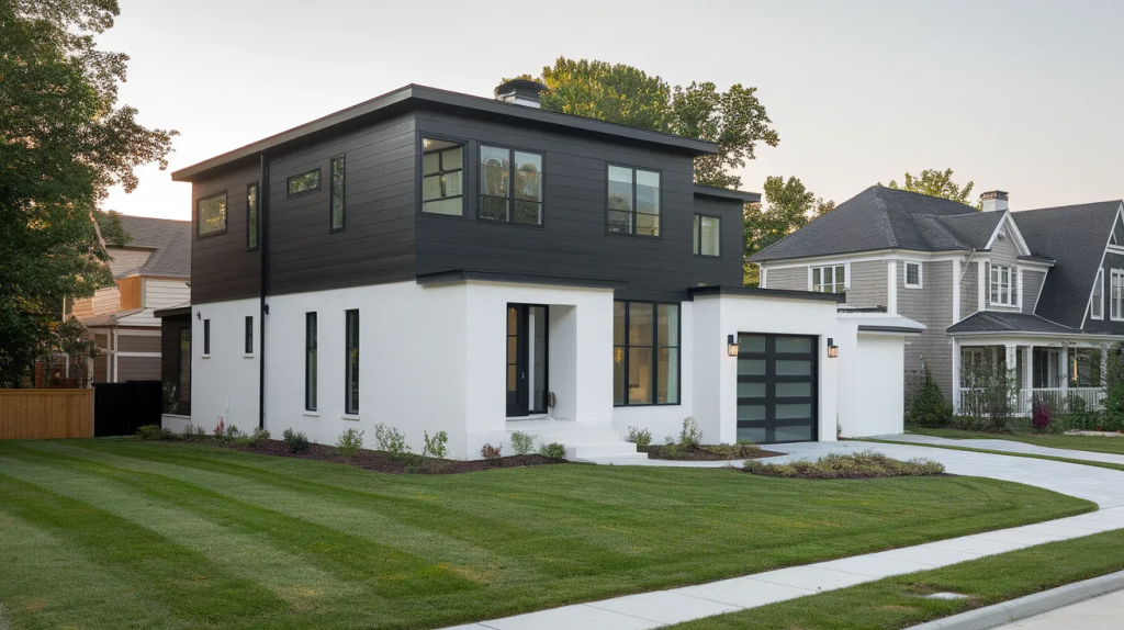 black upper white lower house