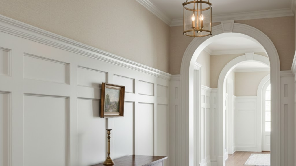 board and batten hallway with chair rail detail adding a classic and timeless design touch