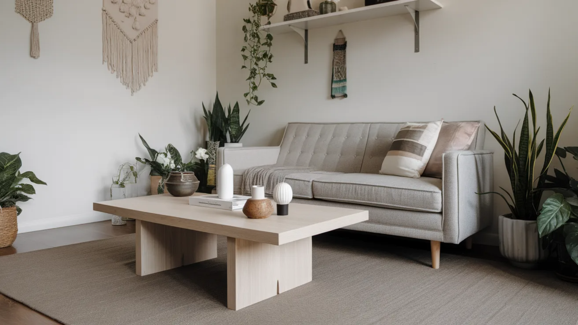 boho room decor in creamy beige colors