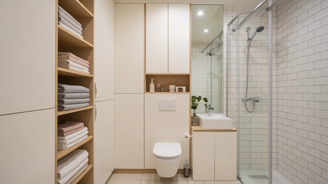 built in linen storage modern bathroom remodel ideas