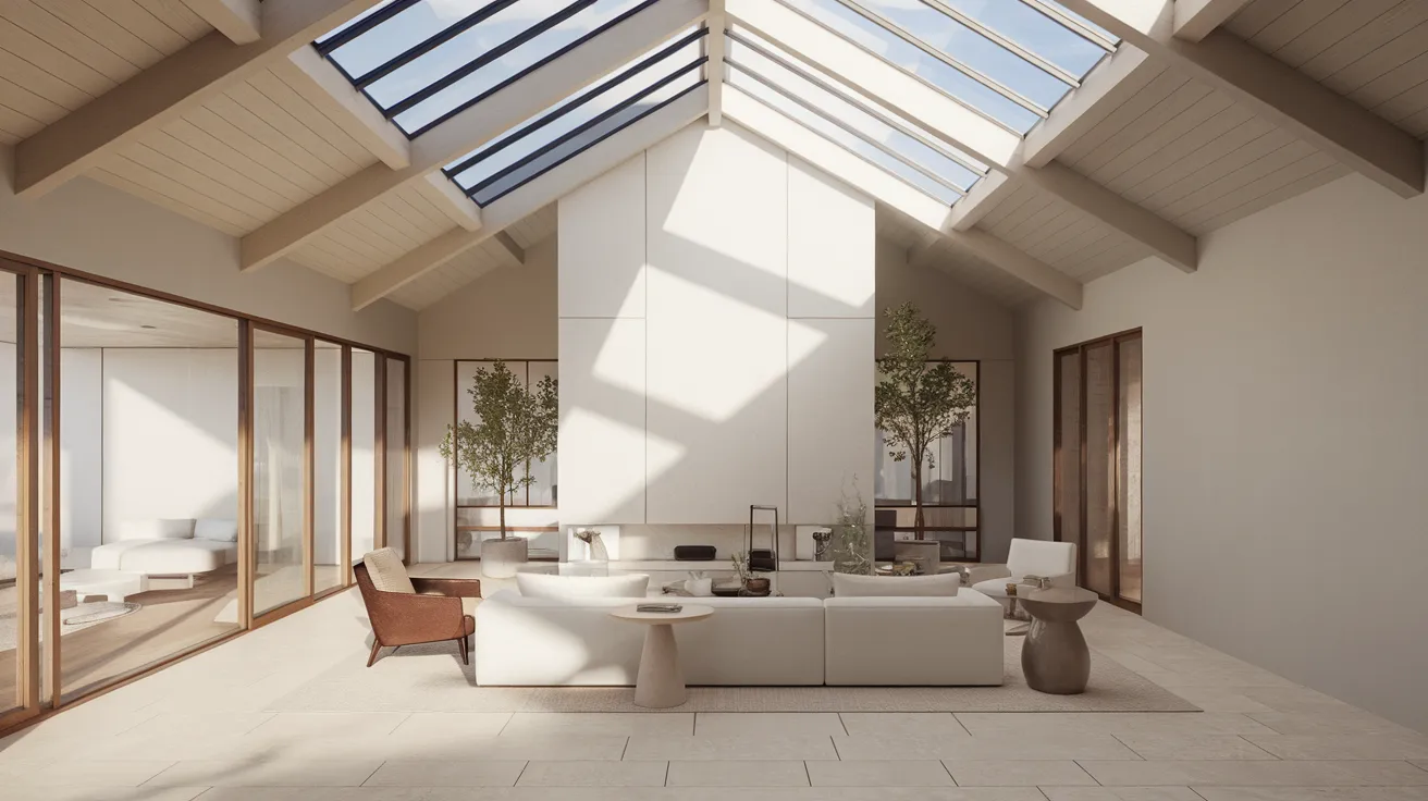 cathedral ceiling with skylights