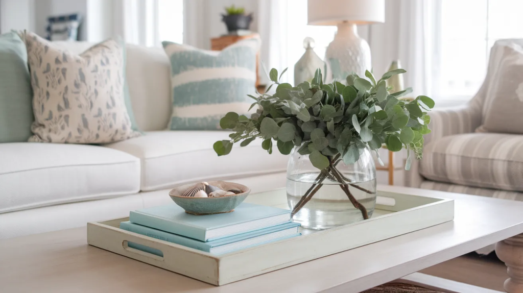 coastal light coffee table decor