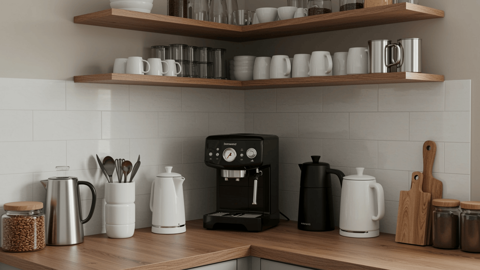 coffee station in a corner setup