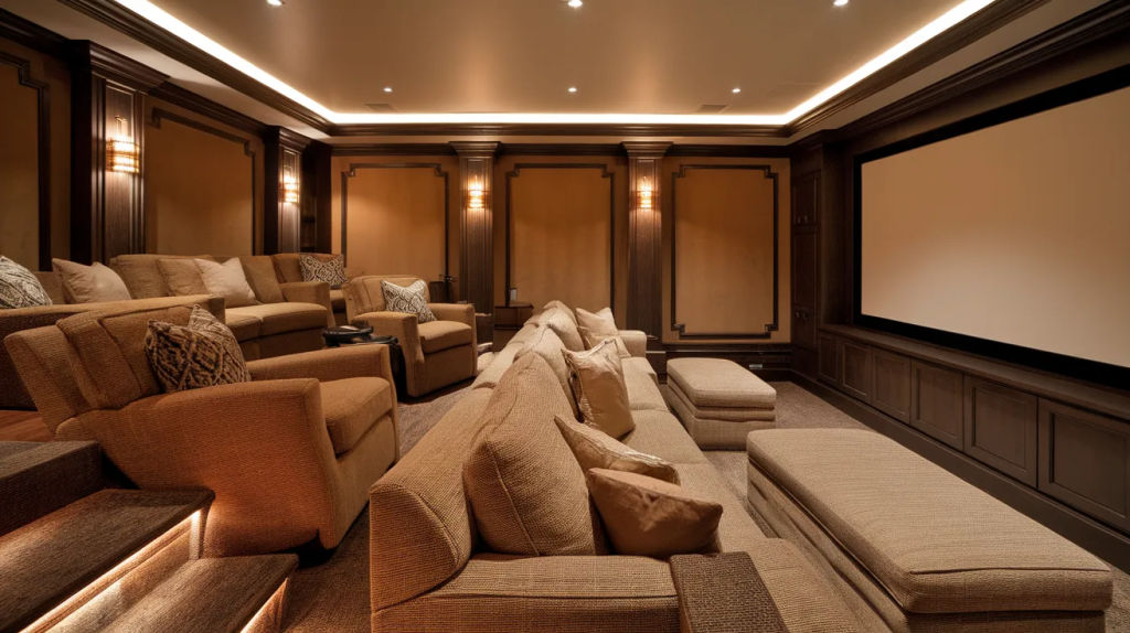comfortable home theater seating with plush recliners designed for relaxing and long movie nights