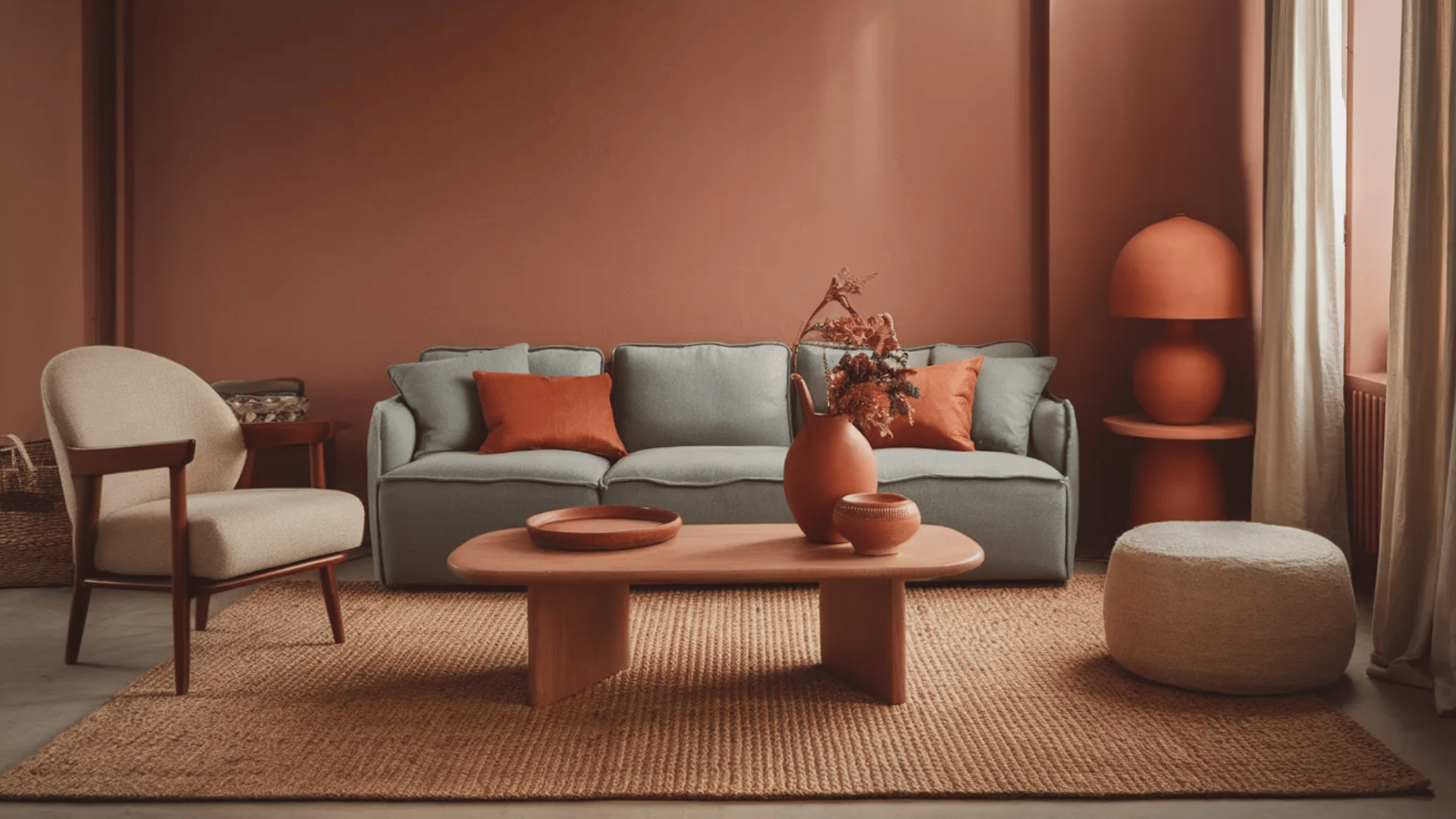 cozy space styled with clay colored accents