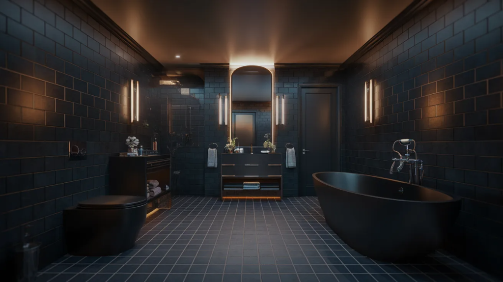 dark and moody modern luxury bathroom