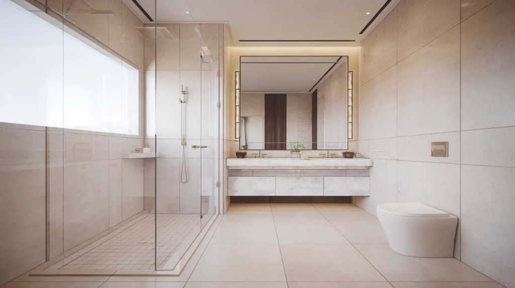 glass shower focus modern luxury bathroom