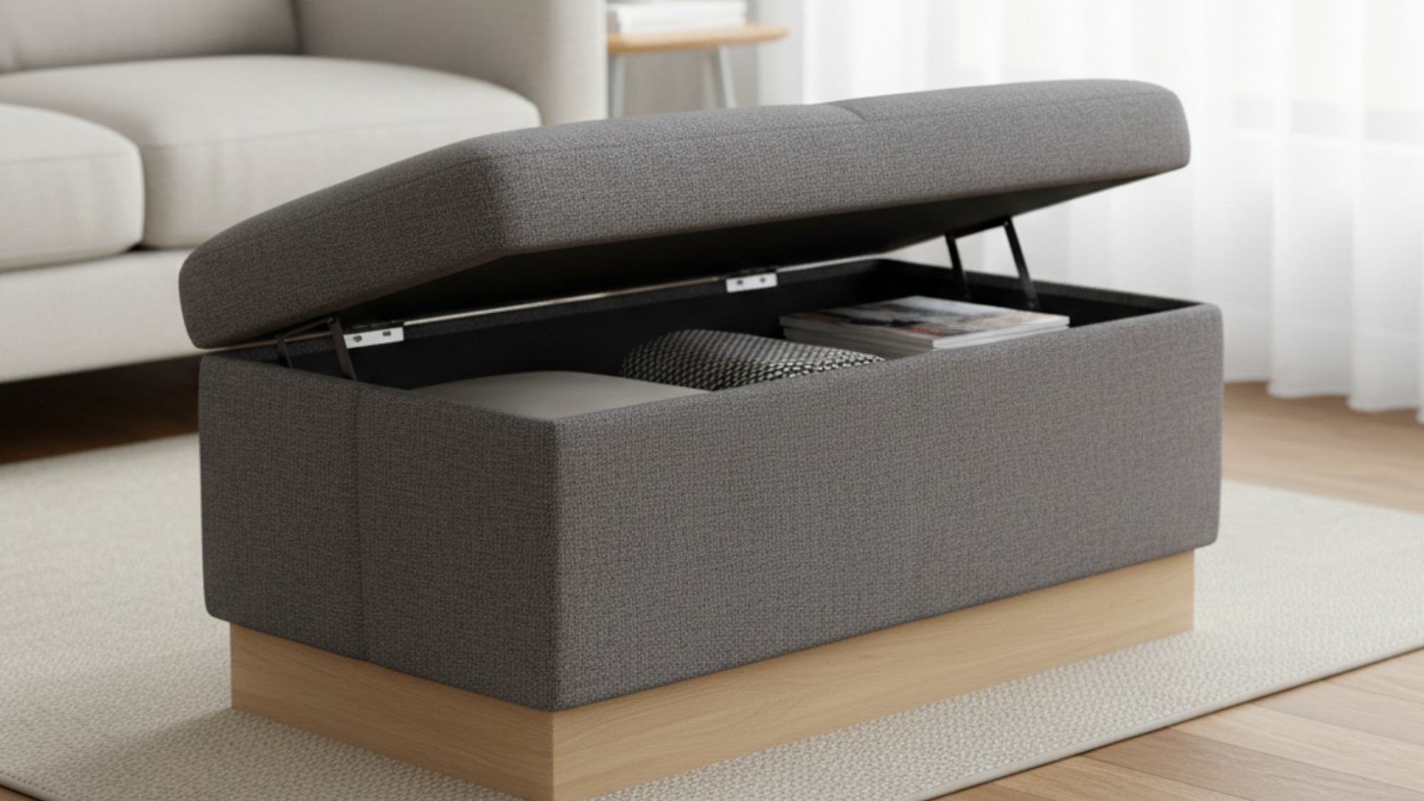 grey storage ottoman