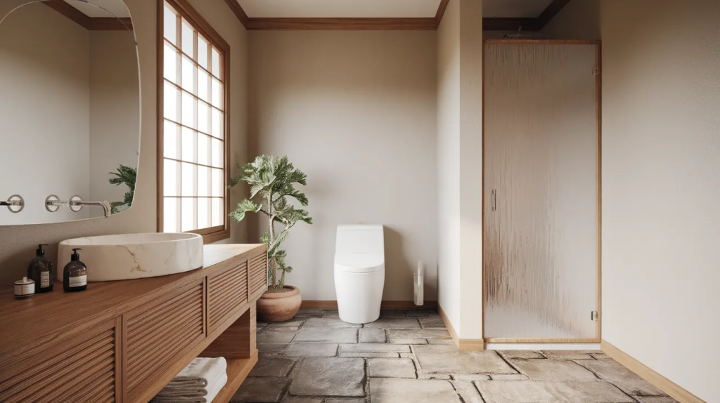 japandi inspired modern luxury bathroom