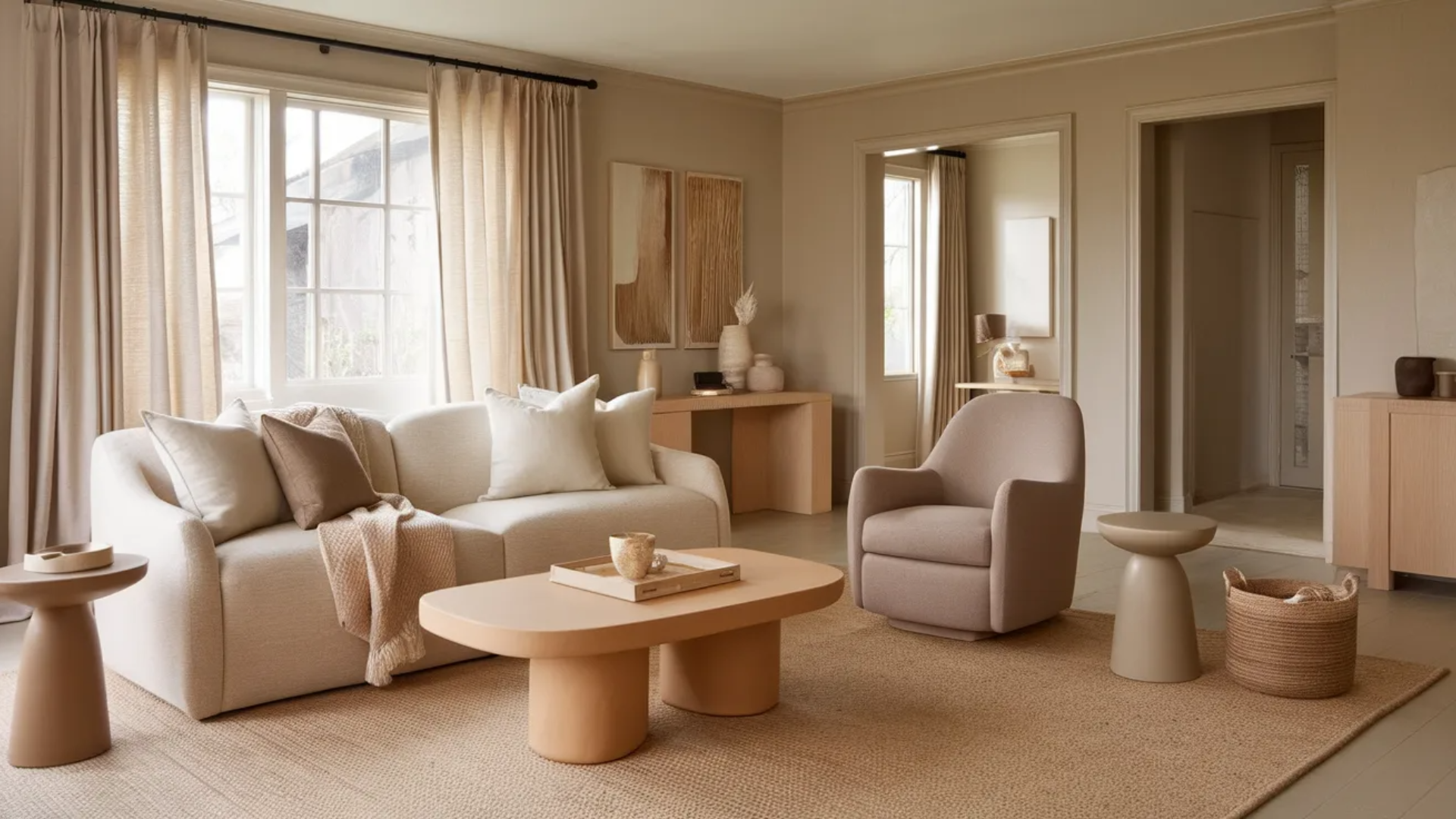 layered neutral decor with soft beige tones