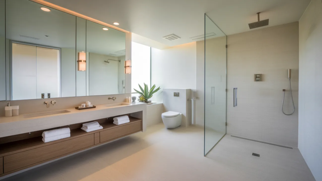 minimalist spa retreat luxury master bathroom