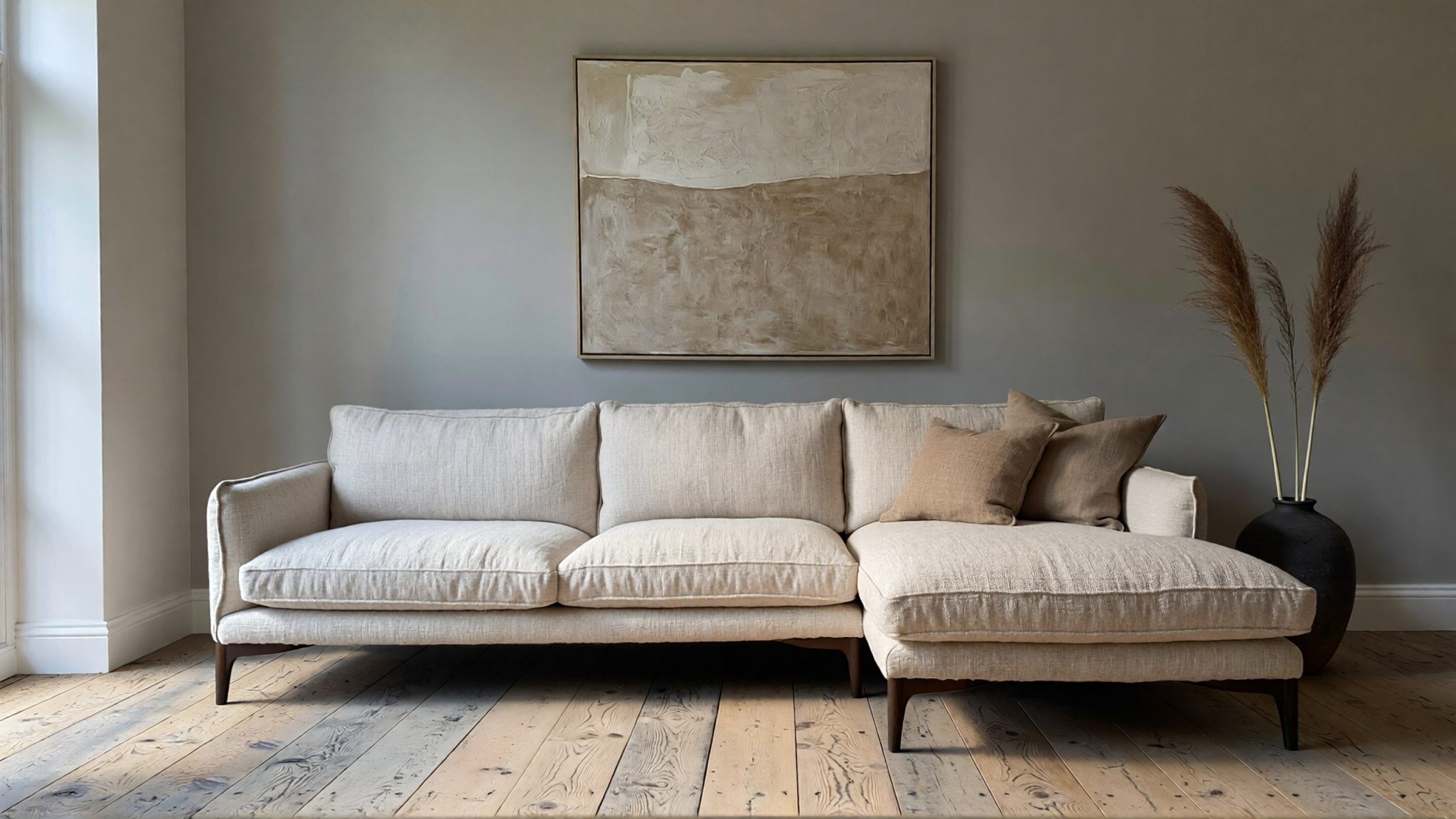 modern fabric sofa in a contemporary living room