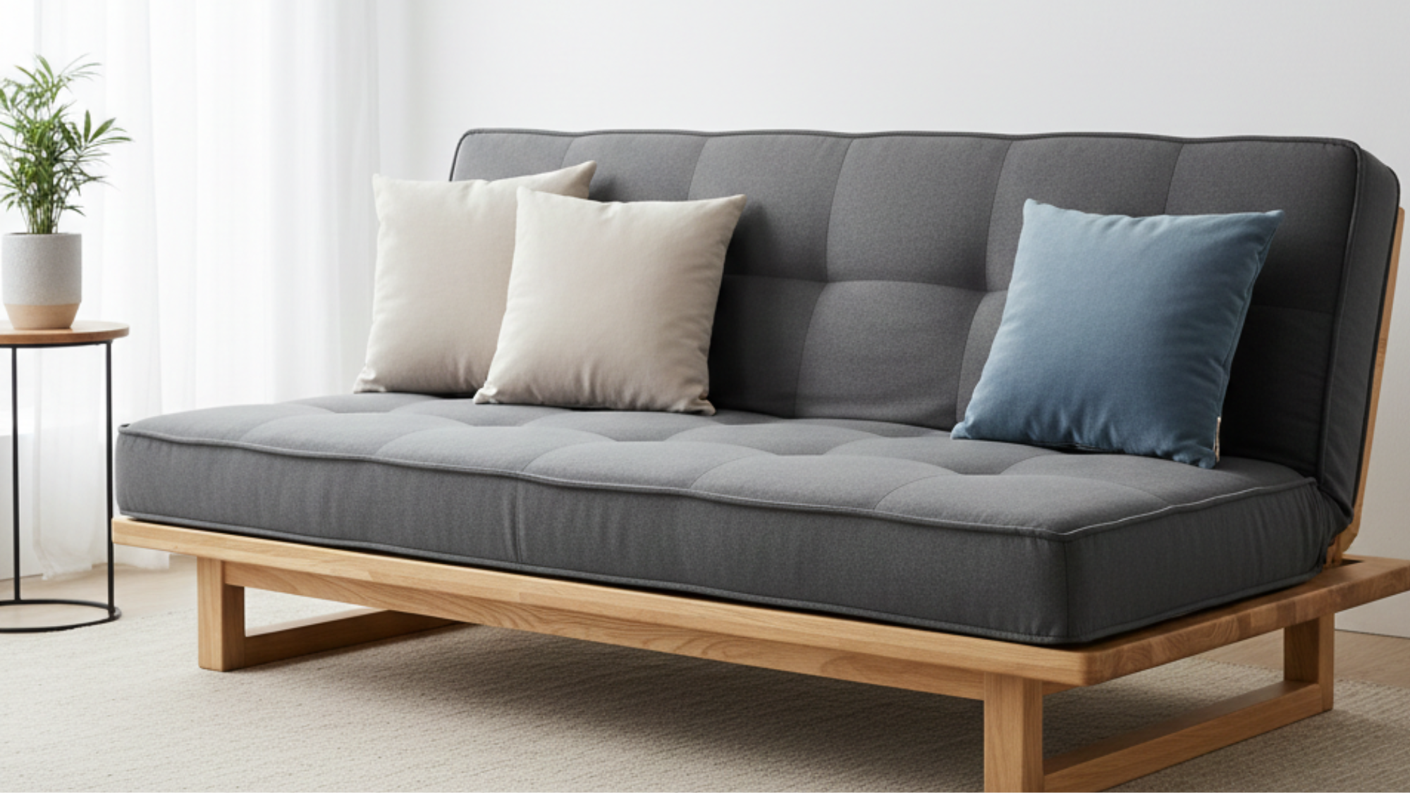 modern futon with cushions