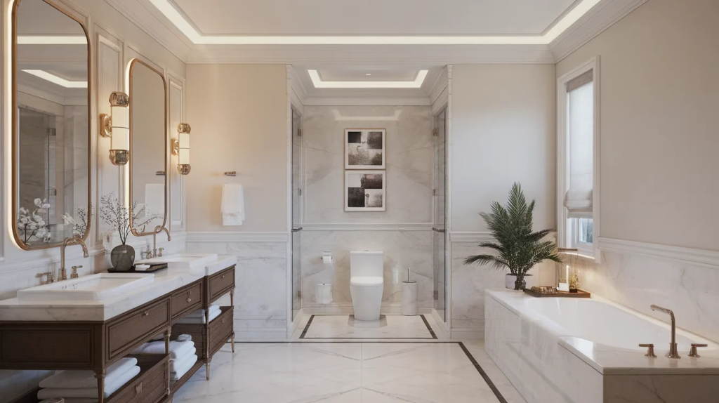 modern hotel inspired luxury master bathroom