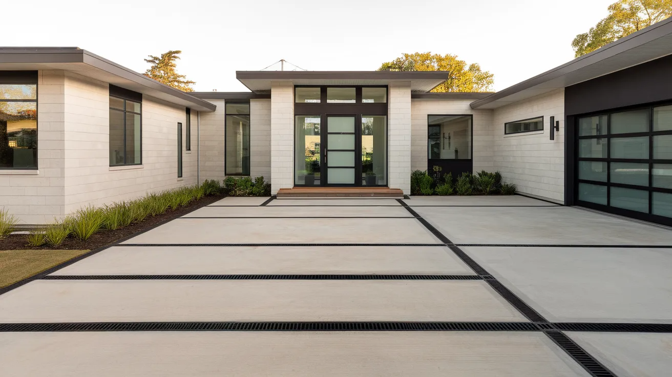modern house exterior with clean driveway and modern edging that enhances contemporary curb appeal