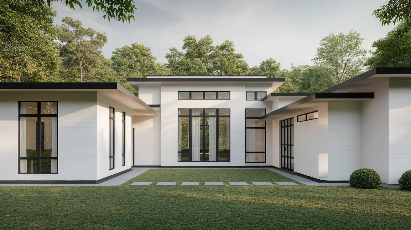 modern house exterior with hidden gutters and clean rooflines for a seamless contemporary appearance