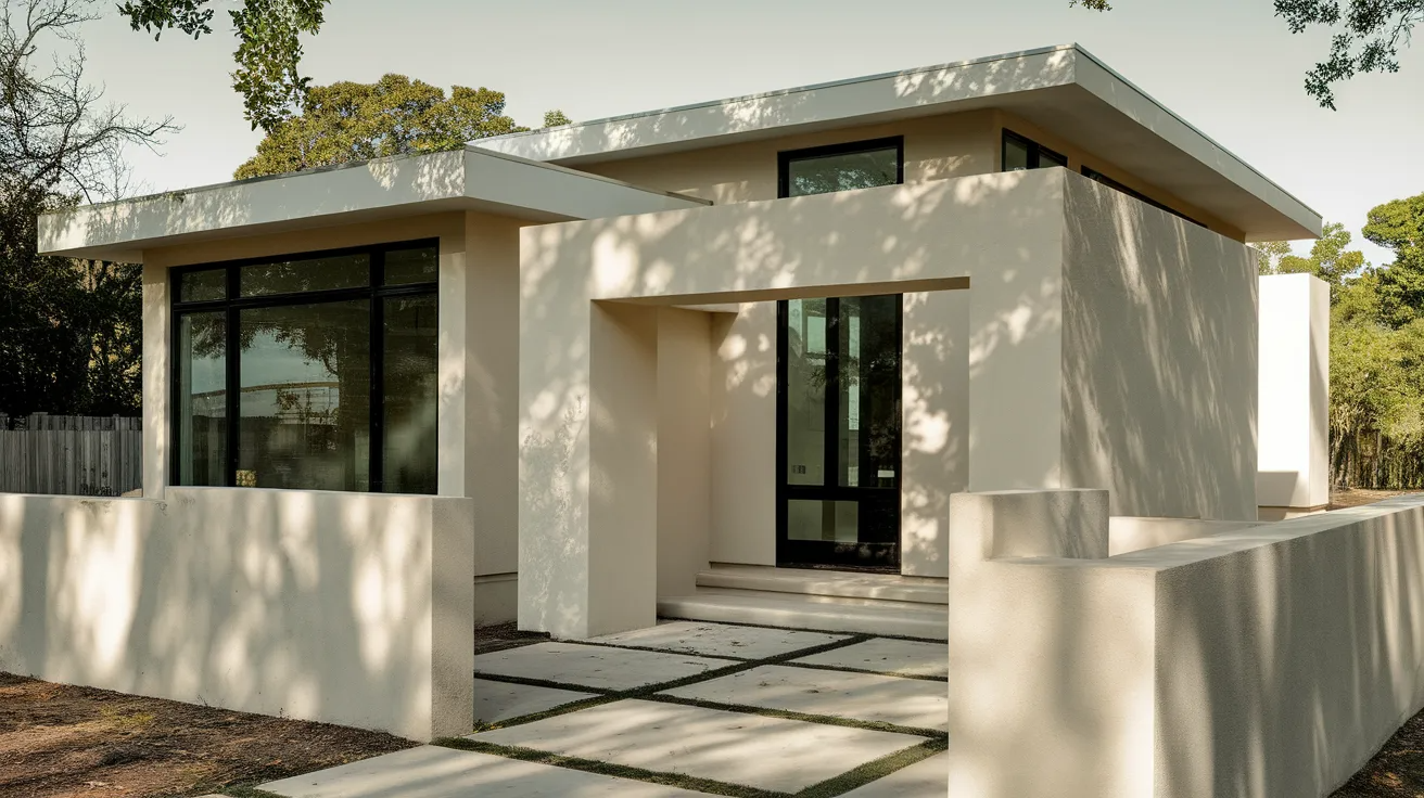 modern house exterior with recessed entryway creating depth, shadow, and a clean contemporary entrance design