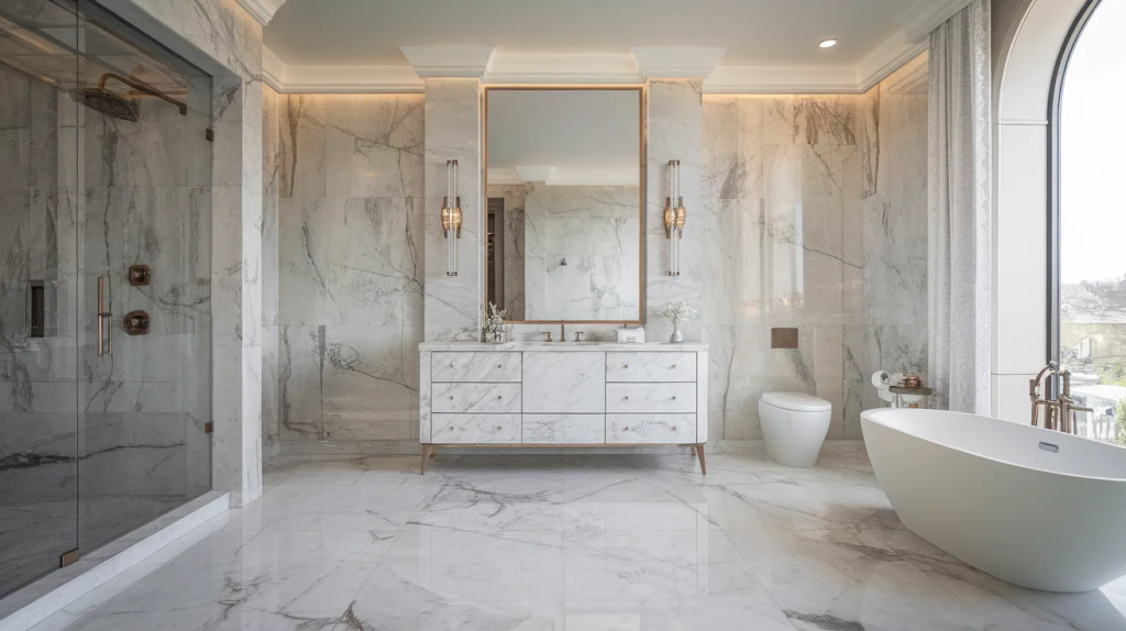 modern marble statement luxury bathroom