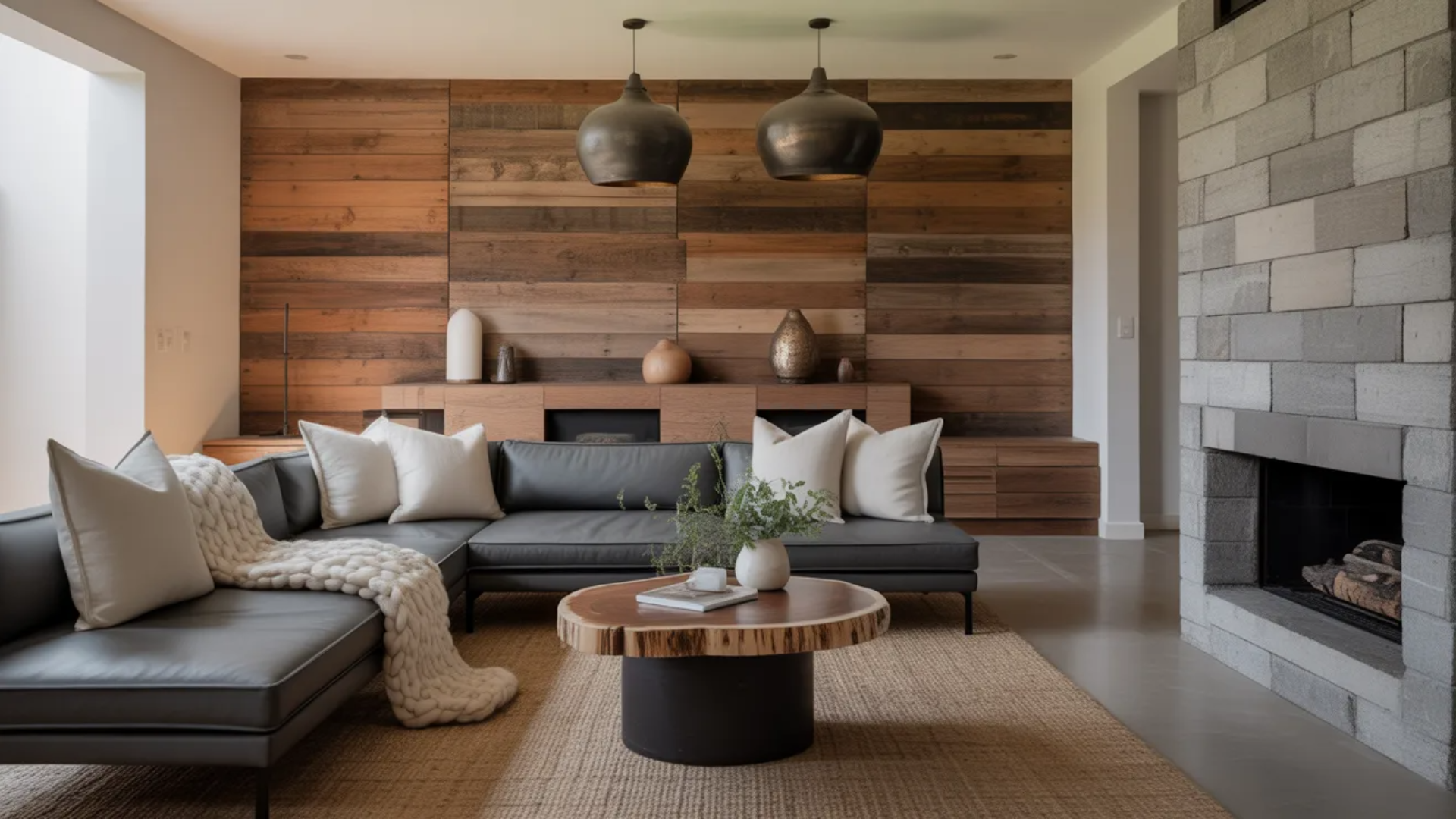 modern space with rustic wood accents