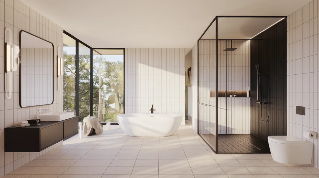 natural light modern luxury bathroom