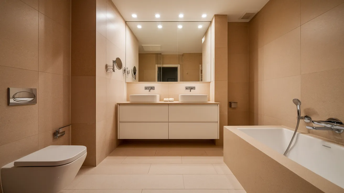 neutral color palette with warm tones modern bathroom remodel ideas