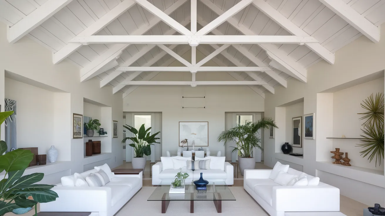 painted beams vaulted ceiling