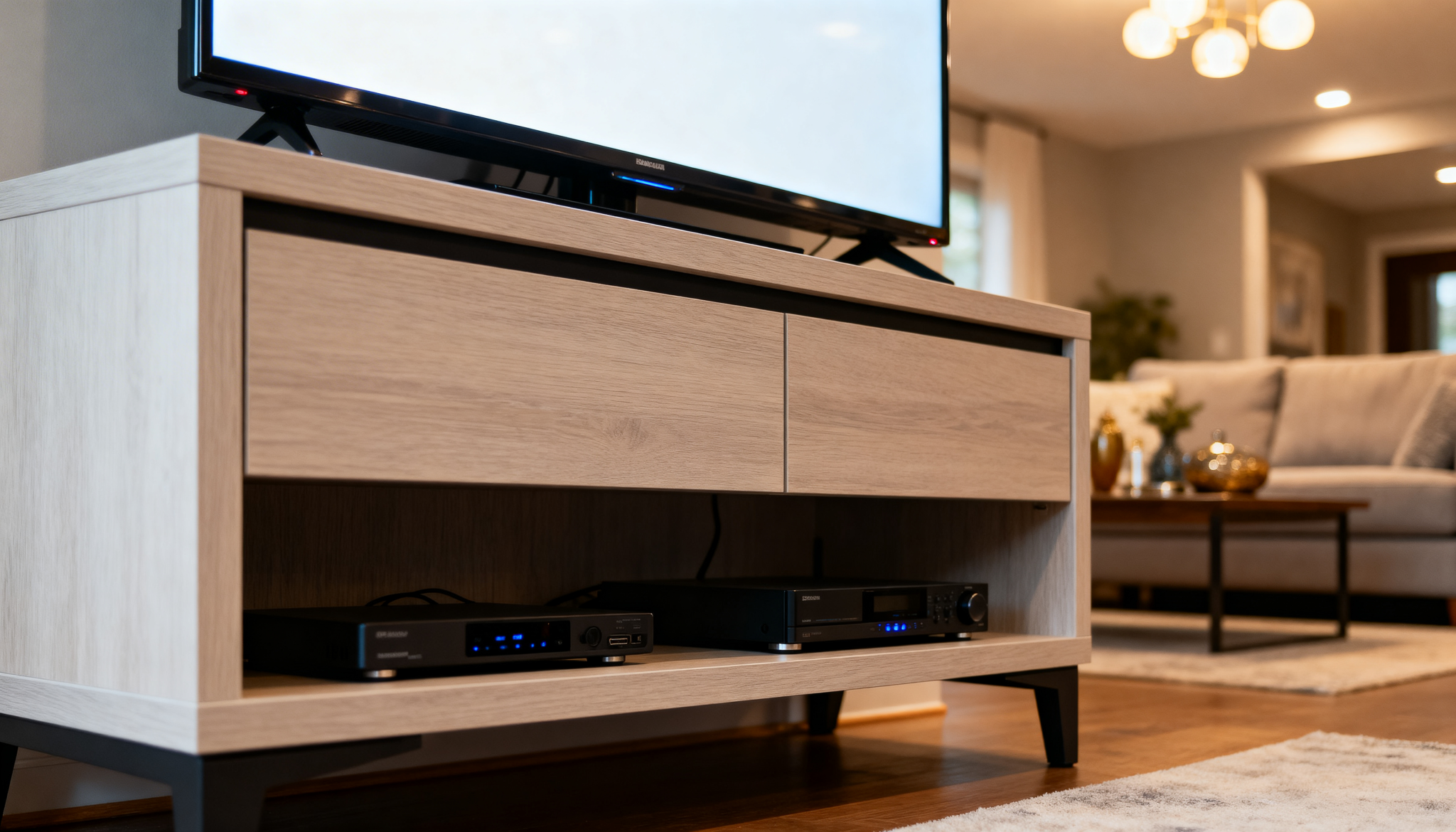 realistic image of a modern tv stand