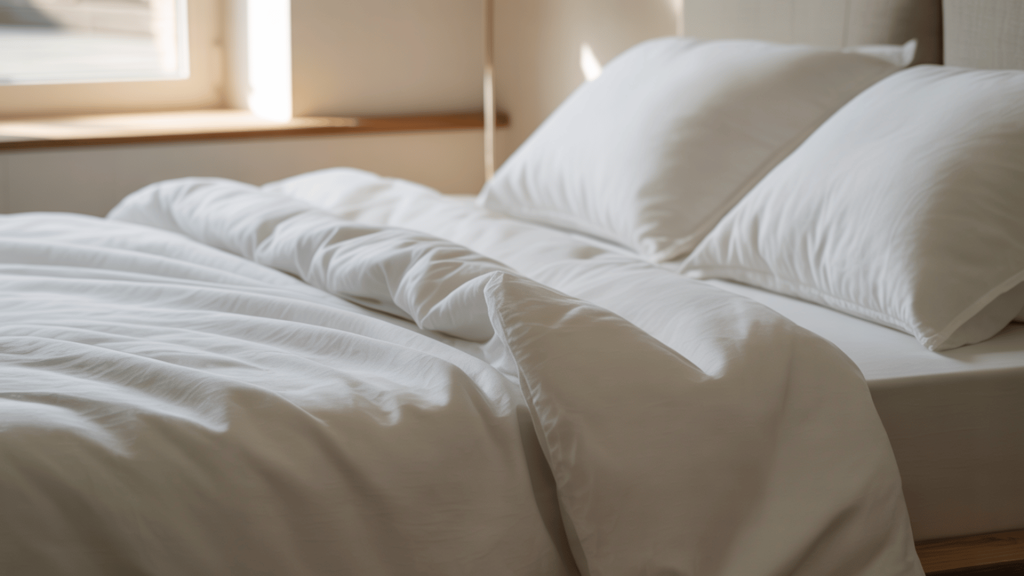 small bedroom with built-in shelves around window and integrated storage drawers below for efficiency