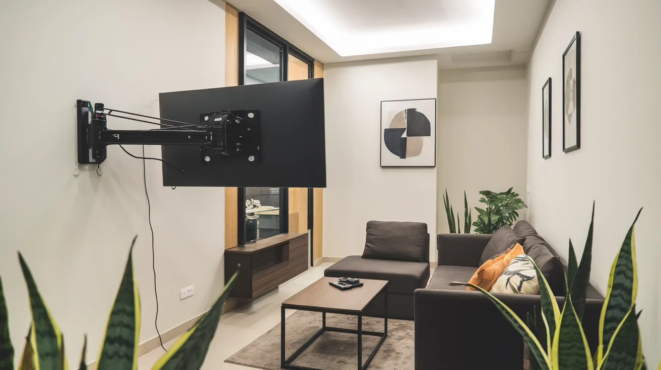 small living room with swivel mounted tv allowing flexible viewing from different seating areas