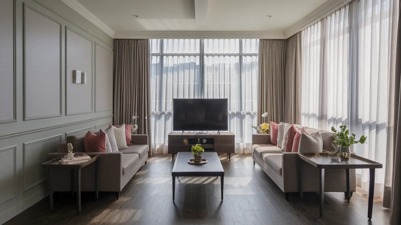 small living room with tv placed opposite a window allowing natural light while reducing screen glare