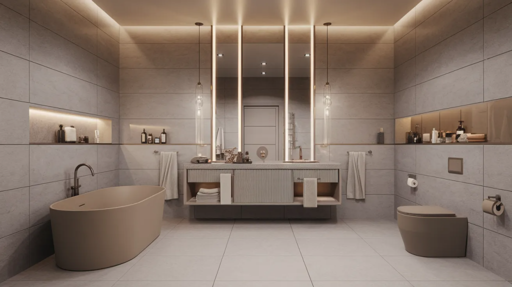soft gray modern luxury bathroom