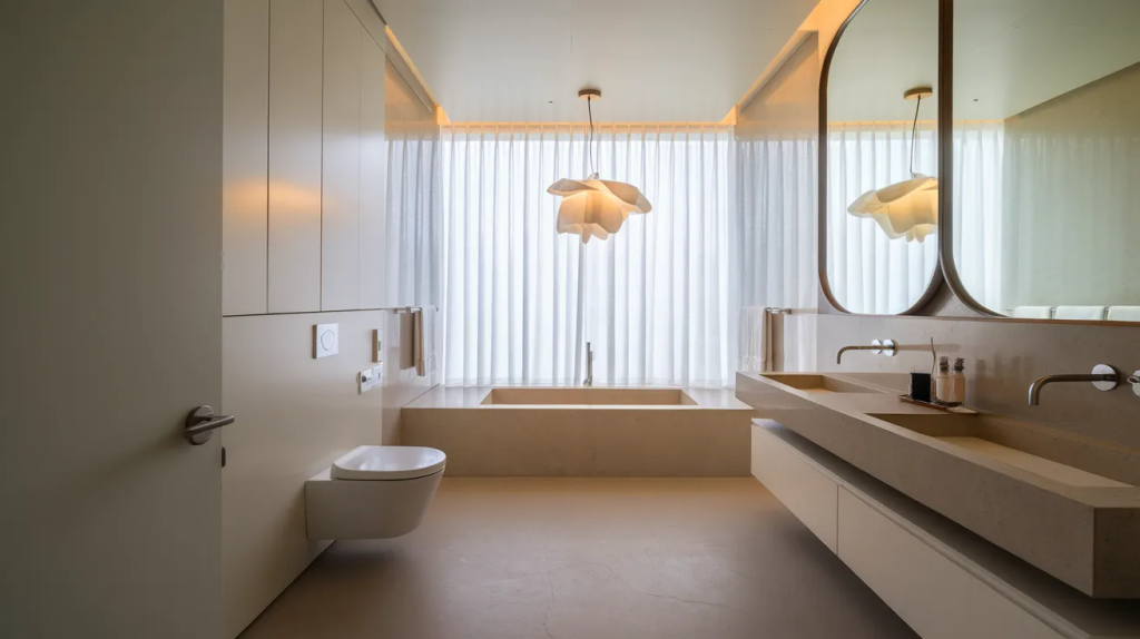 statement lighting modern luxury bathroom