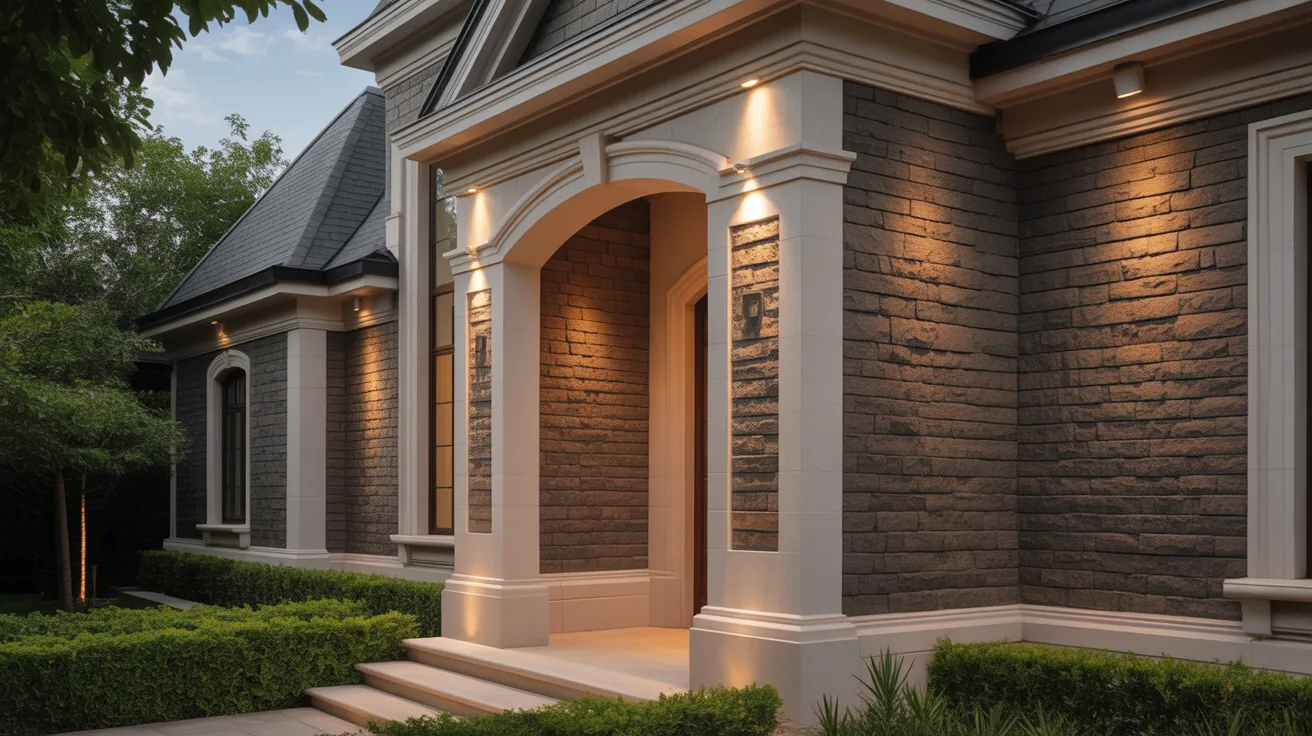 stone veneer siding on a home exterior with textured stone panels and an upscale appearance