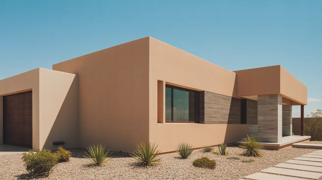 stucco siding on a house with smooth textured walls and a clean southwestern exterior style