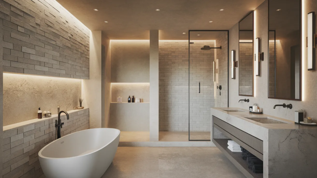 textured wall modern luxury bathroom