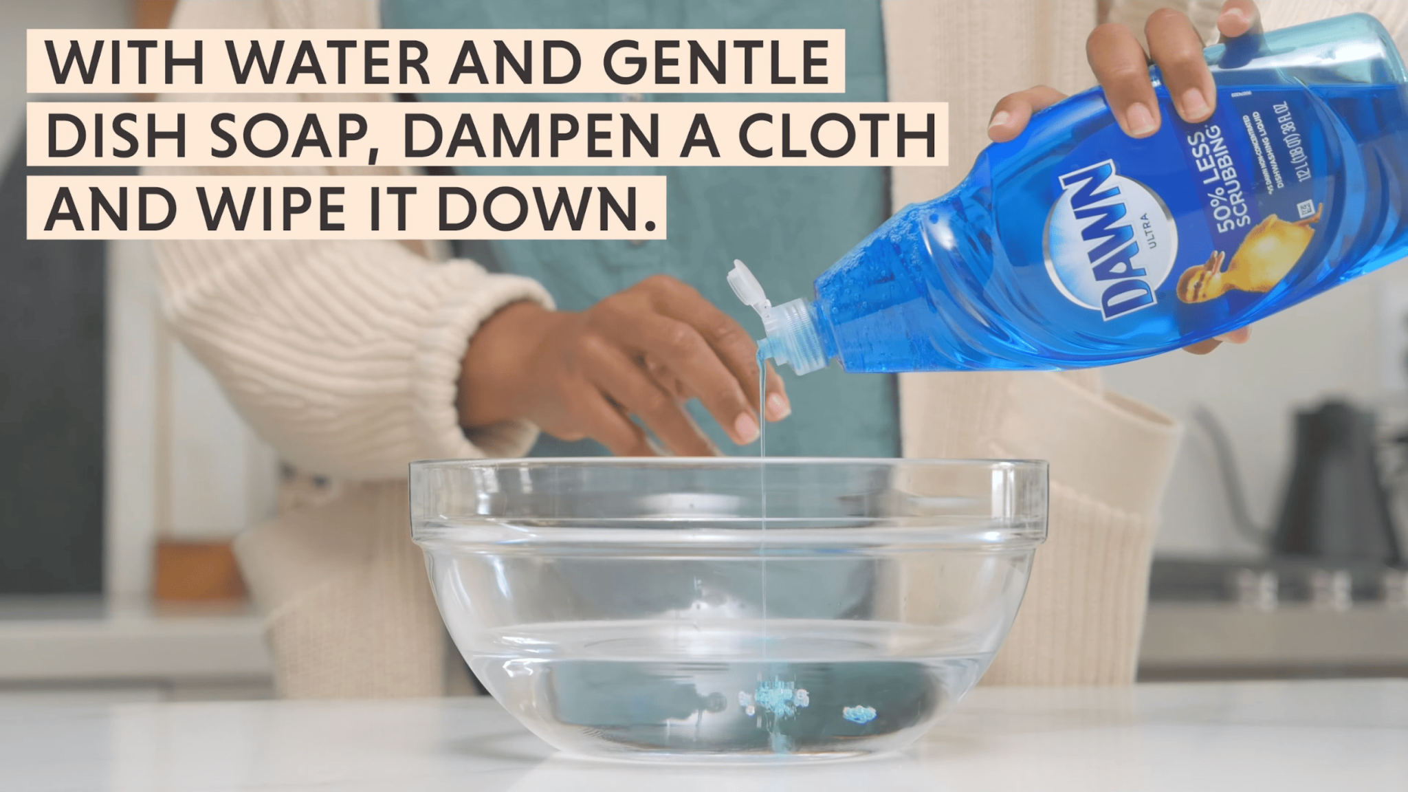 use soapy water to clean surface