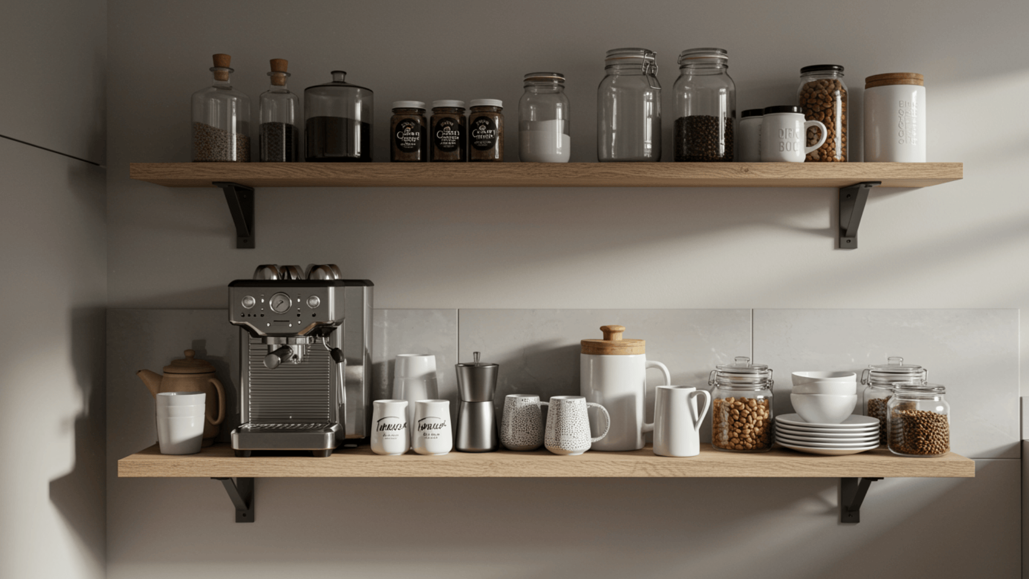 vintage wooden crate coffee setup with stacked crates and mugs