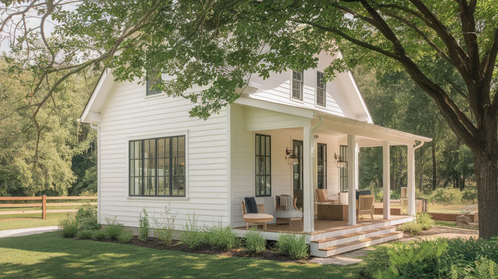 white house black window grids